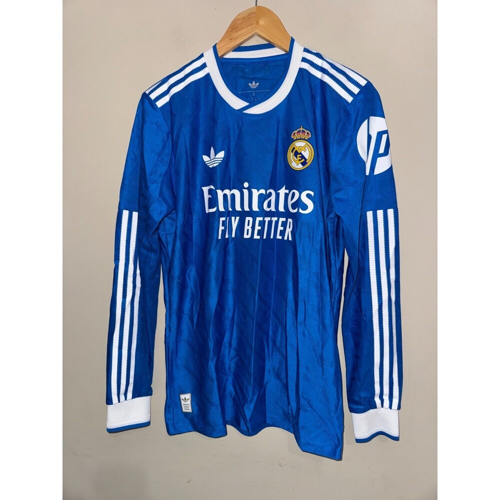 Men's S Adidas Real Madrid 25/26 Third Authentic LS Jersey JP3925 Blue $160 NEW